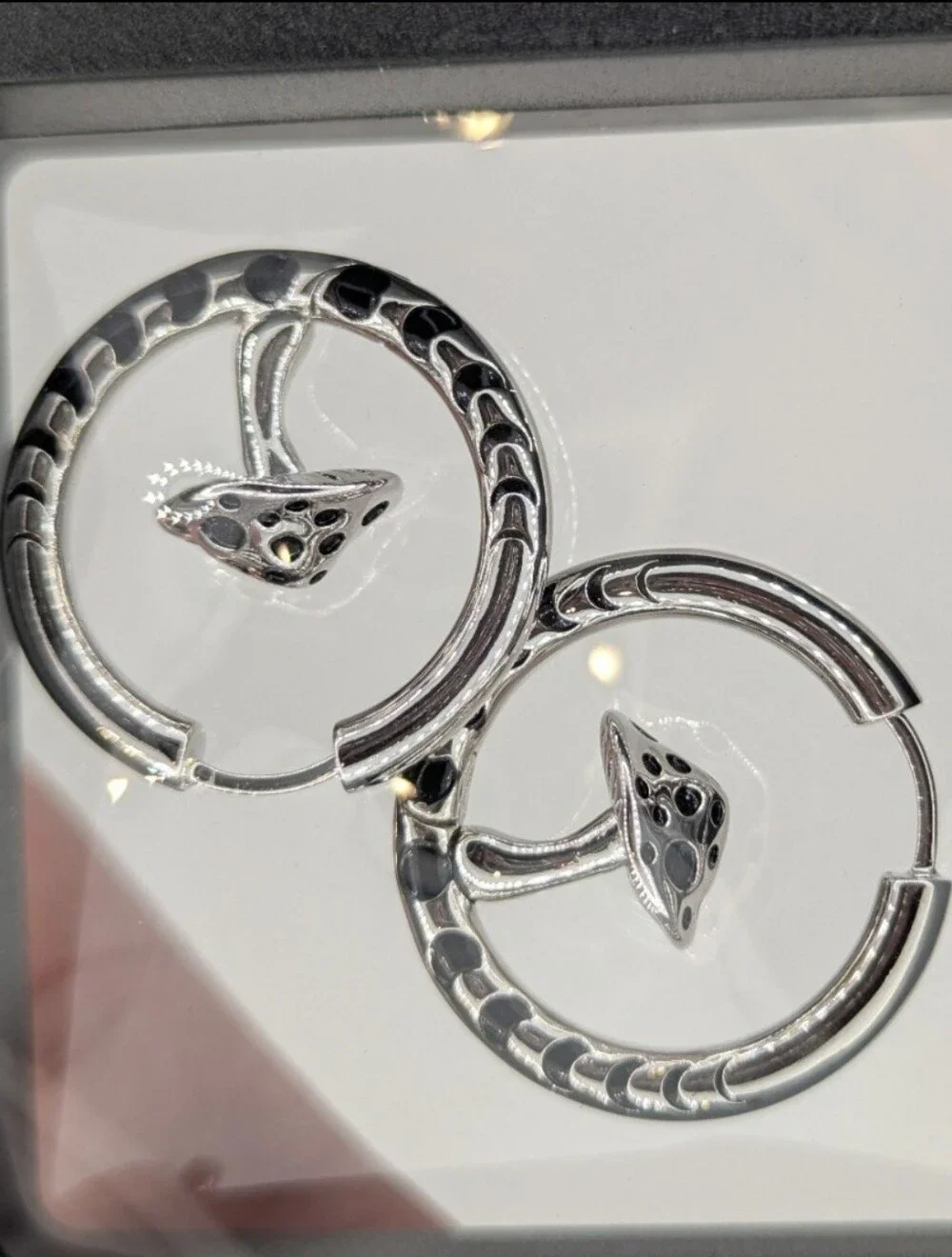 Silver Mushroom Hoop Earrings